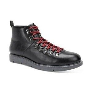 Club Room Men's Decklan Faux-Leather Lace Up Lug Boots Black 9M New